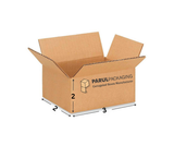 Cardboard box with Parul Packaging branding on a white background