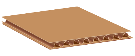 Brown corrugated cardboard sheet on a white background