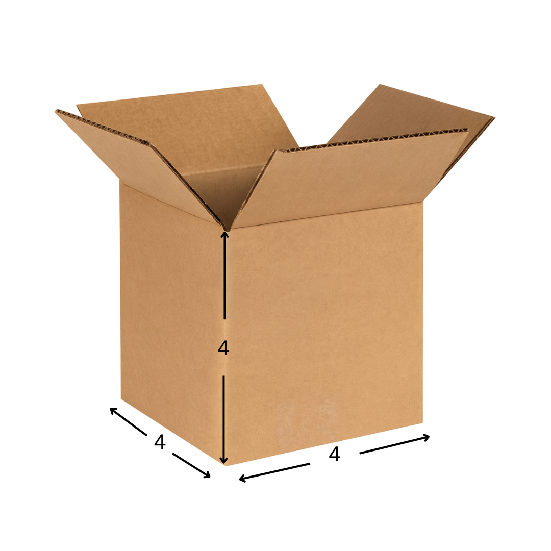 Cardboard box with dimensions on a white background