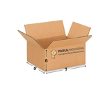 Cardboard box with Parul Packaging branding on a white background
