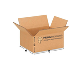 Cardboard box with Parul Packaging branding