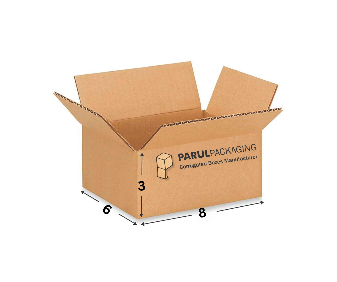 Cardboard box with Parul Packaging branding