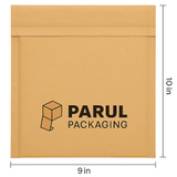 Brown envelope with 'Parul Packaging' logo