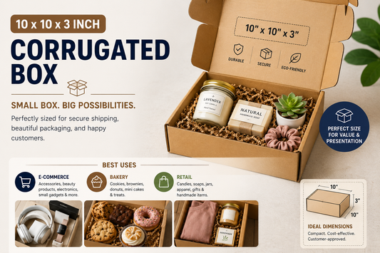 10 x 10 x 3 inch corrugated box for e-commerce and bakery packaging – Parul Packaging India