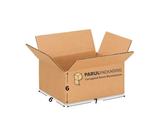 Cardboard box with Parul Packaging branding on a white background