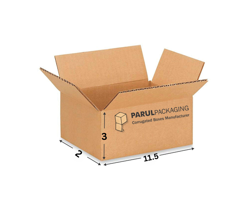 11.5 × 2 × 3 inch flat corrugated cardboard box – Parul Packaging India