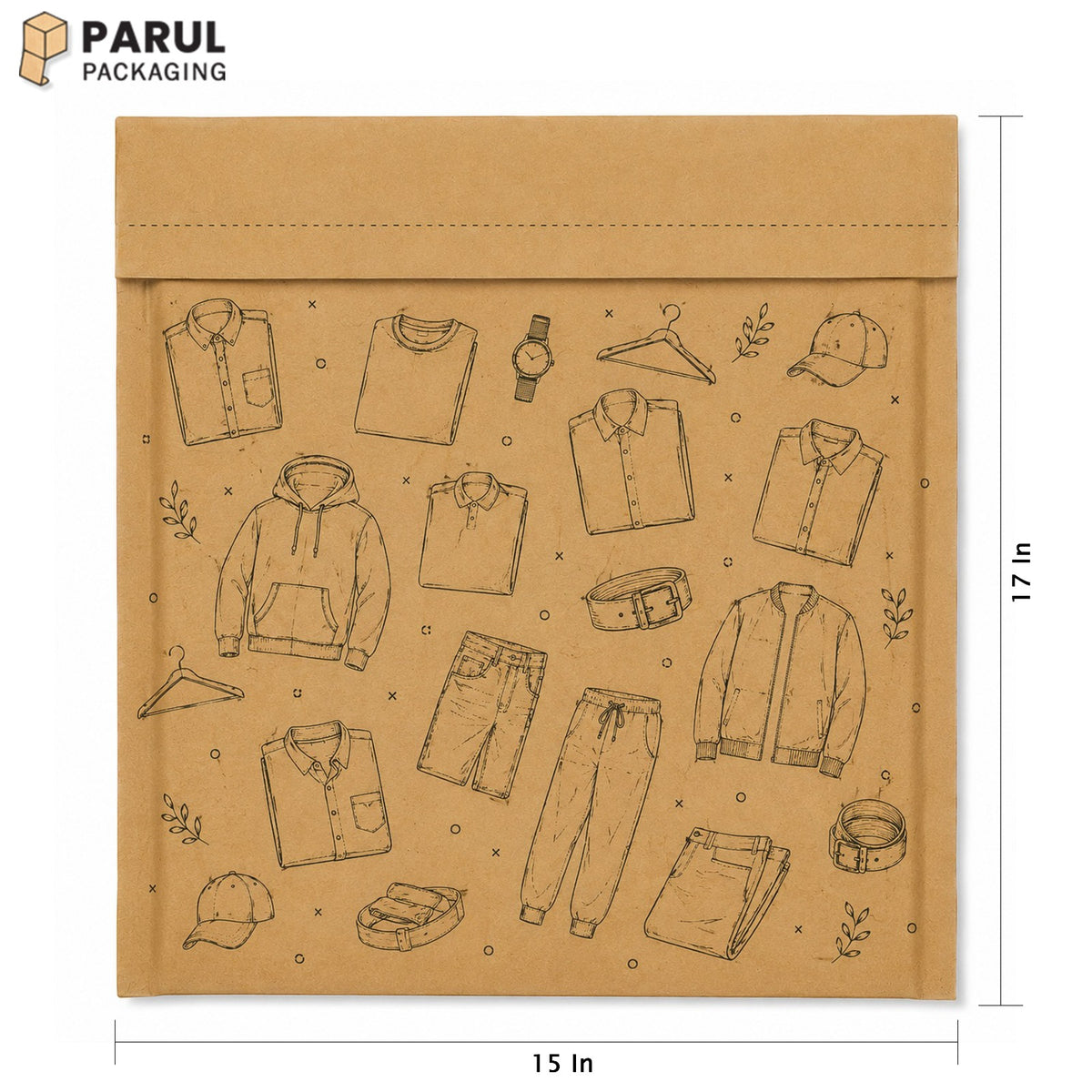 15*17  Men's wear Virgin kraft courier bag (Pack of 100)